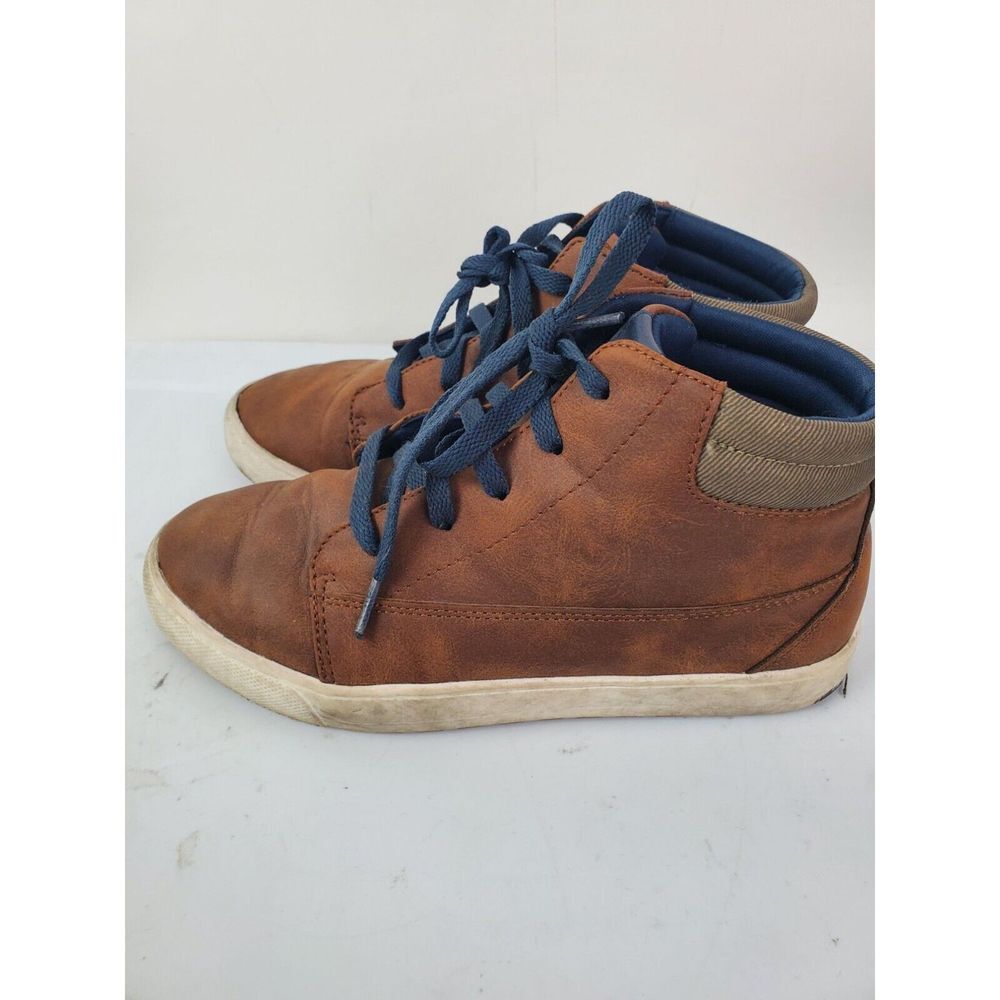 Wonder Nation Boys Brown Faux Leather Boots‎ Size 5 Lace-Up